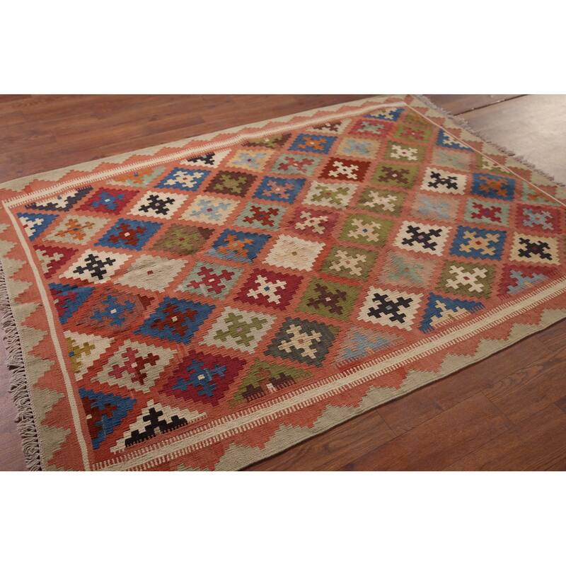 Vegetable Dye Kilim Qashqai Persian Vintage Foyer Vintage Wool Carpet - 3'6"x 4'9"