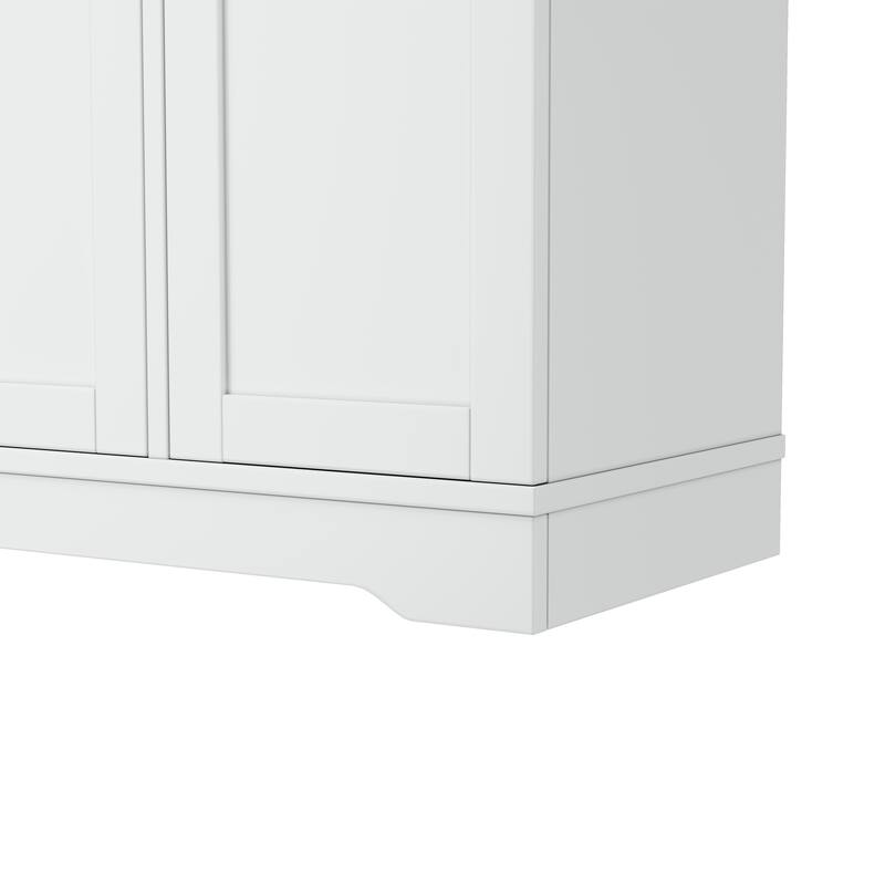 Modern Sideboard Kitchen Island with Drawer & Pull-Out Rack, Buffet Cabinet Storage Cabinet for Dining Room & Entryway