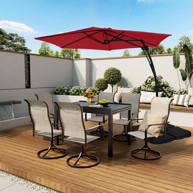 Clihome 10ft Outdoor Patio Cantilever Umbrella with Stand