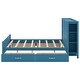 preview thumbnail 5 of 8, Full Size Platform Bed with Drawers and Storage Headboard, Wood Bed Frame with Wooden Slat Support, No Box Spring Needed, Blue