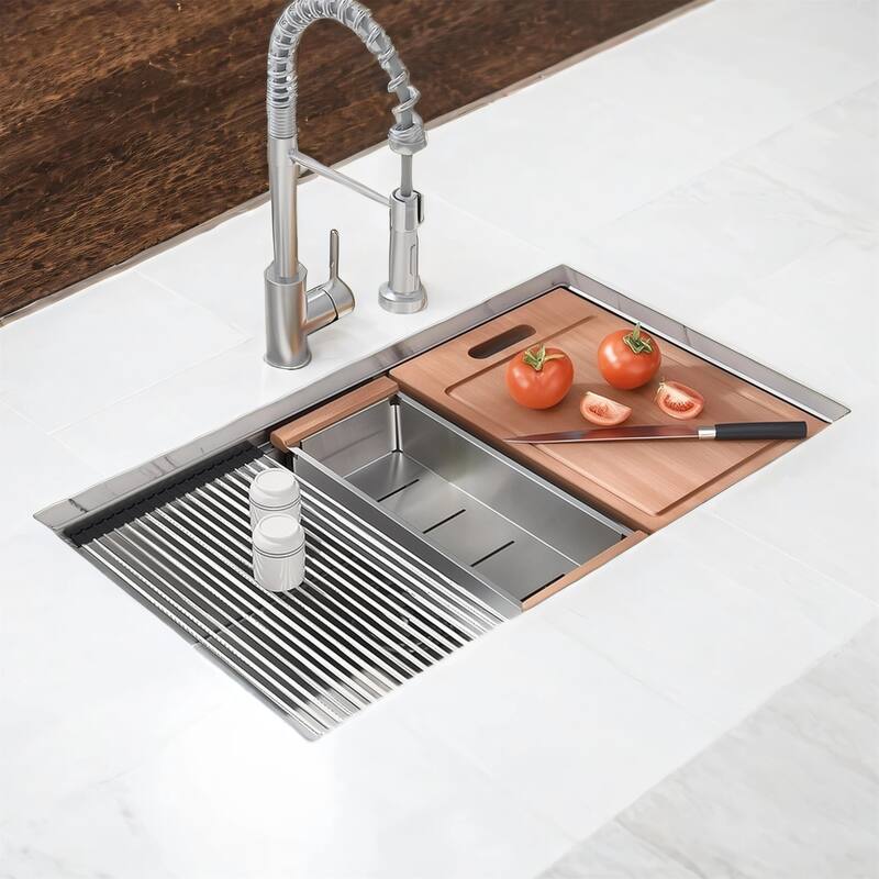 33" Undermount Workstation Sink - 18G Stainless Steel, 10" Deep