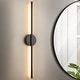 preview thumbnail 76 of 119, 1-Light Black/ Gold/ Nickel Modern Long Linear Strip Wall Sconce Dimmable LED Bathroom Vanity Light
