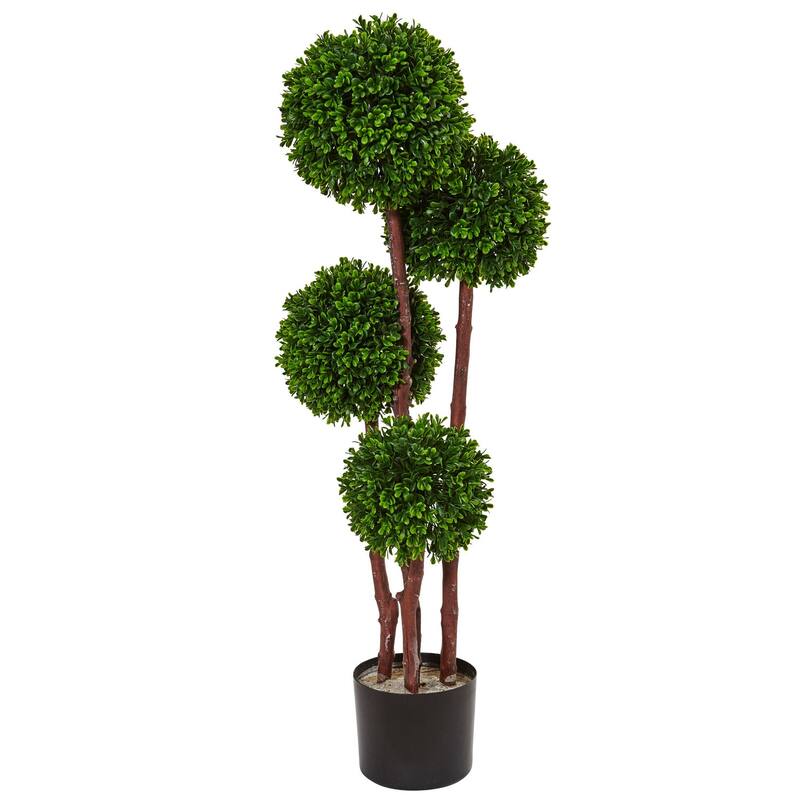 Artificial Topiary Tree - 3ft City Sleek Faux Tree Indoor Outdoor Decor - UV Proof Accent Plant - Green - 31-40 Inches
