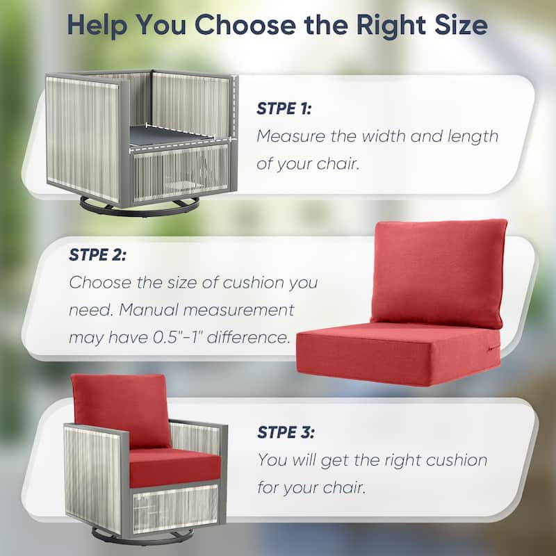 2 Pairs 6 Inch Seat & Back Cushion - Red - 6 Inch