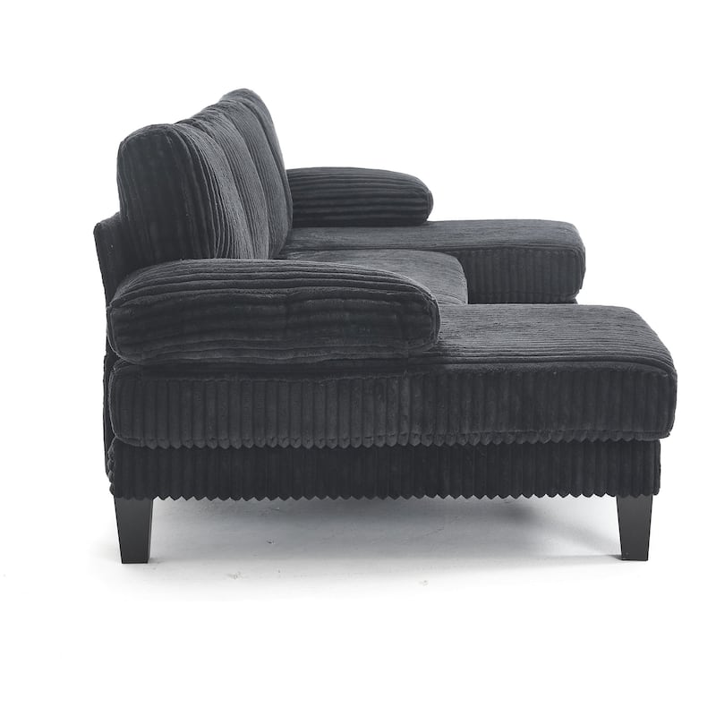 Symmetrical Corduroy Double Chaise Couch U-shaped Sectional Sofa