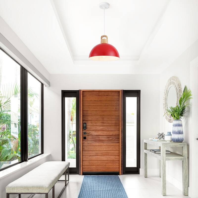 1-Light Rustic Hanging Pendant Light with Metal Shaded for Kitchen Island