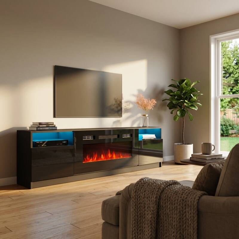 Meble Furniture York Electric Fireplace TV Stand for up to 85" TVs - 78.7"W x 22.3"H