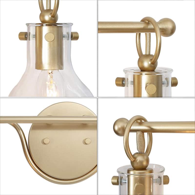 Carson Carrington Modern 2/3/4-Light Gold Bathroom Vanity Lights Glass Wall Sconces