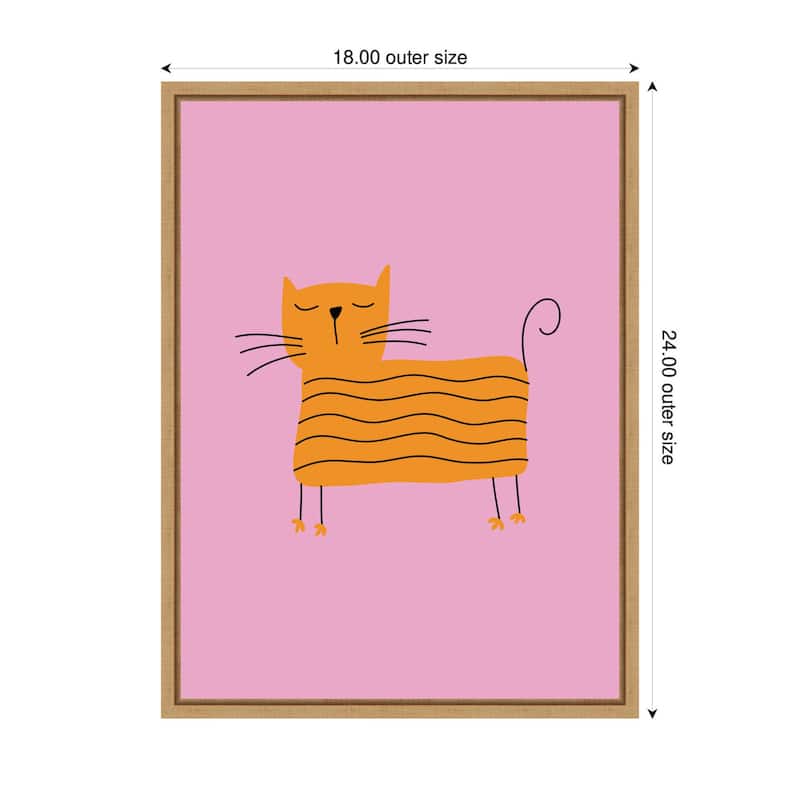 Kate and Laurel Orange Cat by Laura Moss Framed Canvas Wall Art Print