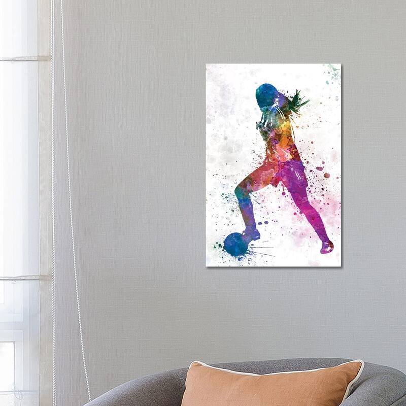 iCanvas "Girl Playing Soccer Silhouette II" by Paul Rommer Canvas Print - 26x18x1.5