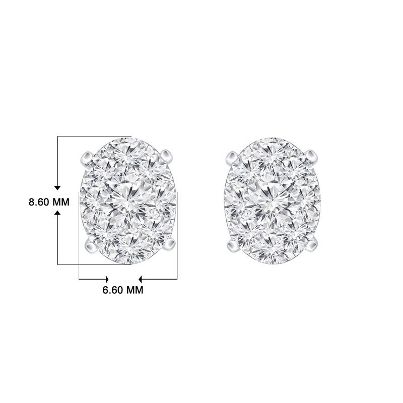 Auriya 14k Gold 3/4ctw Oval Pave Diamond Stud Earrings