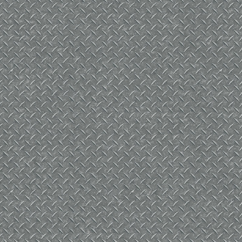 Galerie Wallcoverings Nostalgie Collection Diamond Plate Non-woven Metallic Wallpaper Roll - 33 feet x 21 inches - Charcoal