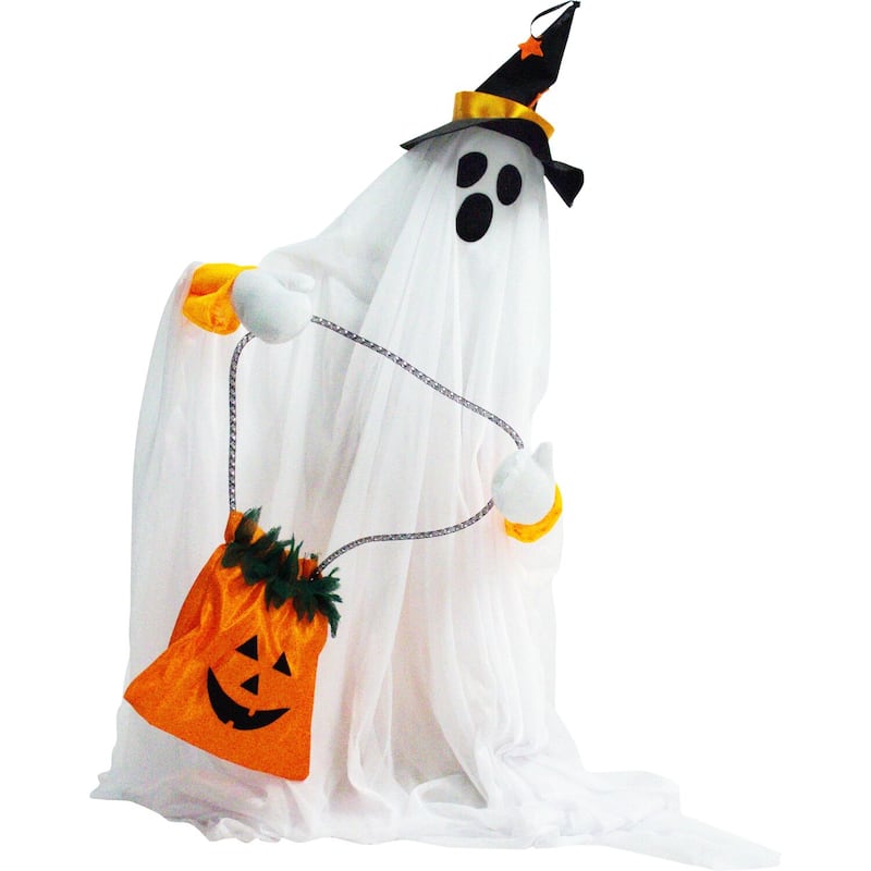 Haunted Hill Farm 35 In. Groundbreaker Animatronic Ghost, Indoor/Outdoor Halloween Decoration, Flashing Red Face, Battery