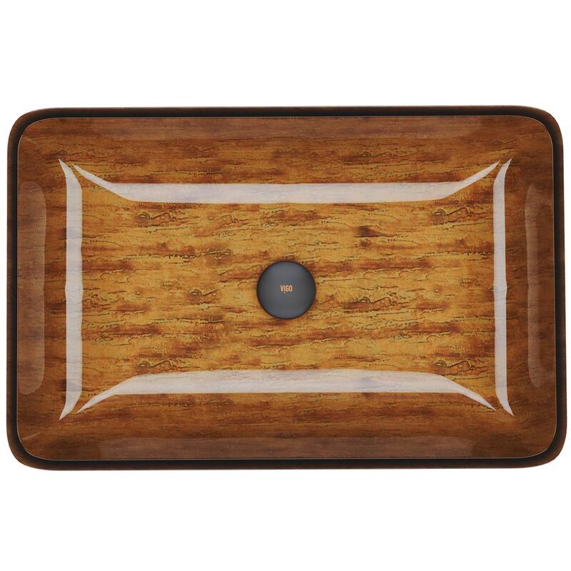 VIGO Donatello 23"L x 15"W x 5"H Glass Rectangular Vessel Bathroom Sink