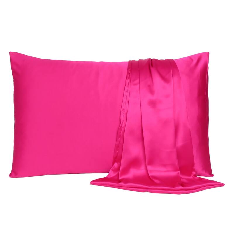 HomeRoots Fuchsia Dreamy Set Of 2 Silky Satin King Pillowcases - Pink - 20' X '40' X '1