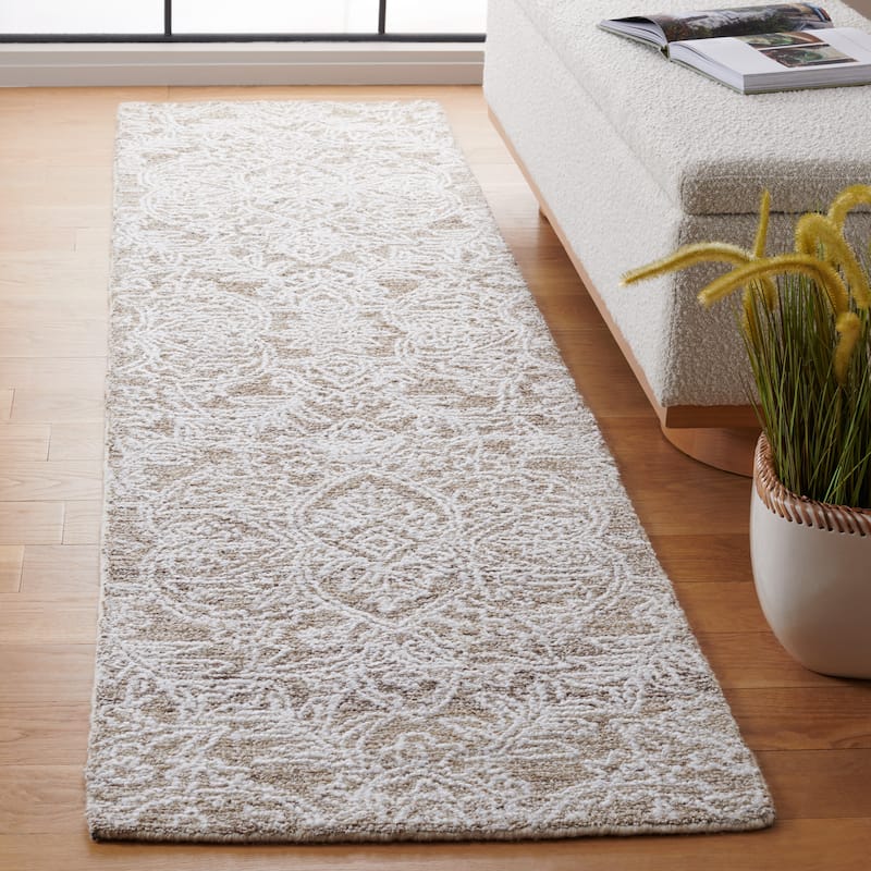 SAFAVIEH Handmade Ebony Emine Rug - 2'3" x 9' Runner - Brown/Ivory