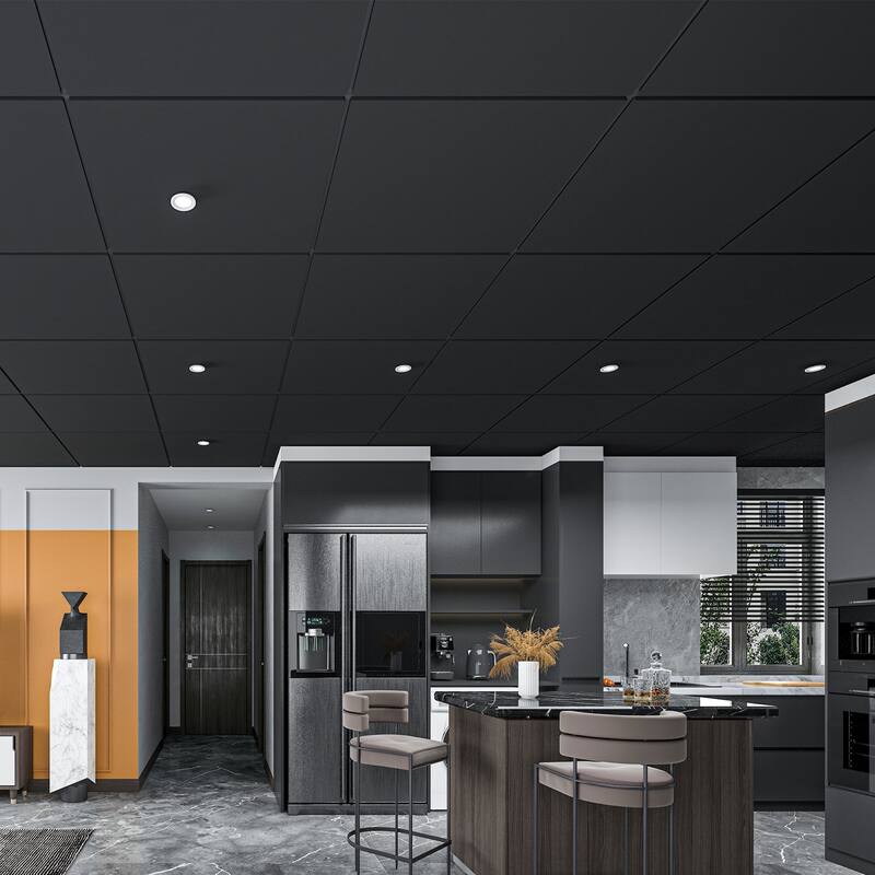 Art3d 2ft x 2ft Smooth Ceiling Tile,Lay-in Ceiling Tile,12Pcs - Black
