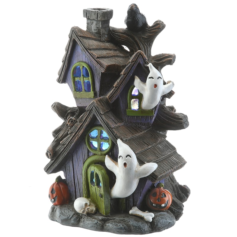 National Tree Company Halloween Pre-Lit Haunted House Decoration, LED Lights, 6 Inches - 6 in