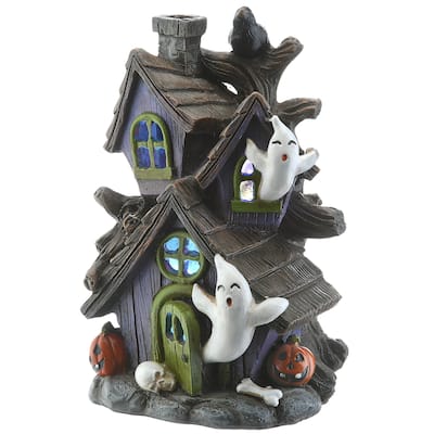 National Tree Company Halloween Pre-Lit Haunted House Decoration, LED Lights, 6 Inches - 6 in
