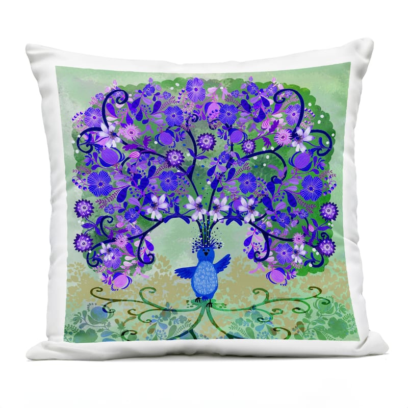 Stupell Tree Blooming From Bird Printed Outdoor Throw Pillow Design by Kay Widdowson - Accent - Polyester - Purple - Single