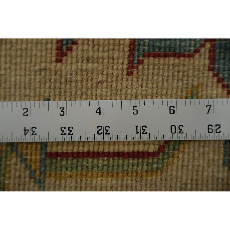 Hand Knotted Oriental 100% Wool Carpet Traditional Geometric Navy Blue & Blues Kazak Area Rug - 11' 11'' X 8' 11''