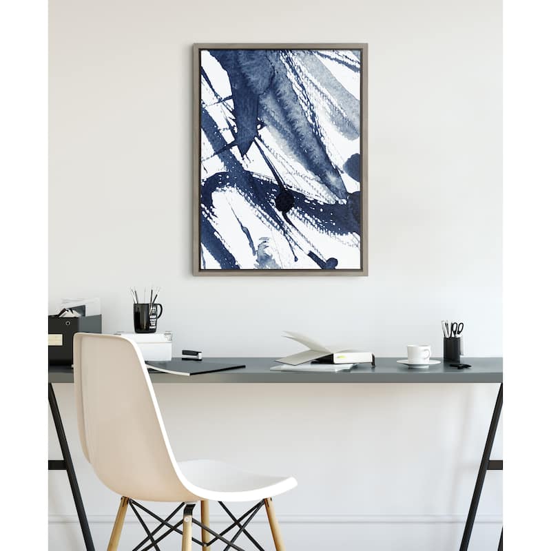 Kate and Laurel Sylvie Indigo Framed Canvas by Amy Peterson Art Studio