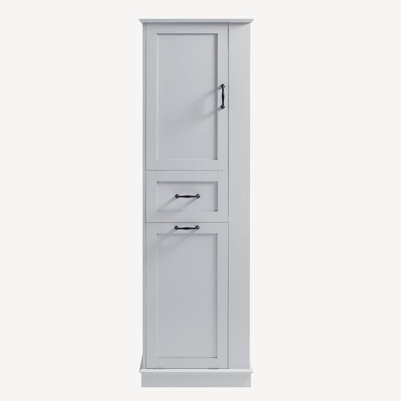 Tall Bathroom Storage Cabinet with Tilt-Out Compartment and Adjustable Shelves