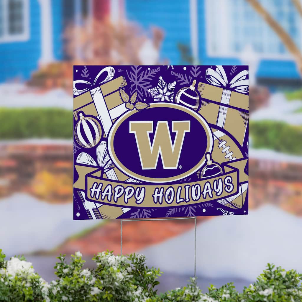 University of Washington Yard Sign, Happy Holidays - 24" x 18"