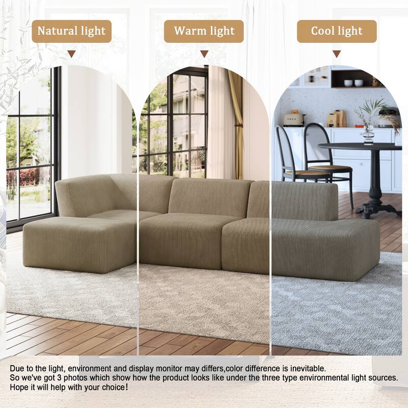 Oversized Corduroy Modular Sectional Fabric Sofa