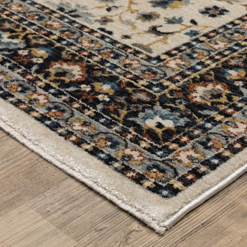 Esme Traditional Floral Border Area Rug