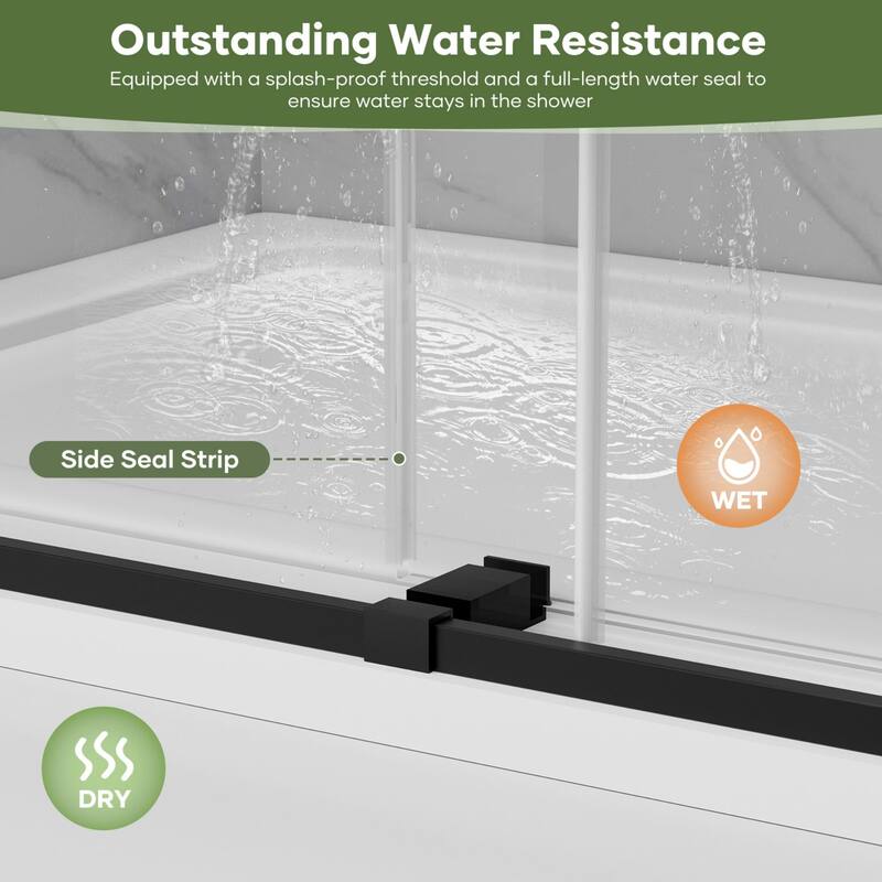 60" W x 74" H Door Double Sliding Frameless Shower Door with 8mm easy clear Tempered Glass