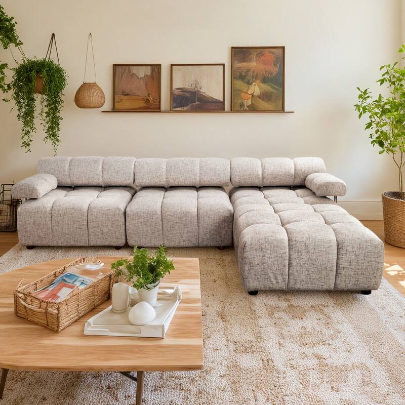 Art Leon Modern 4-Seat Sectional Sofa and Ottoman