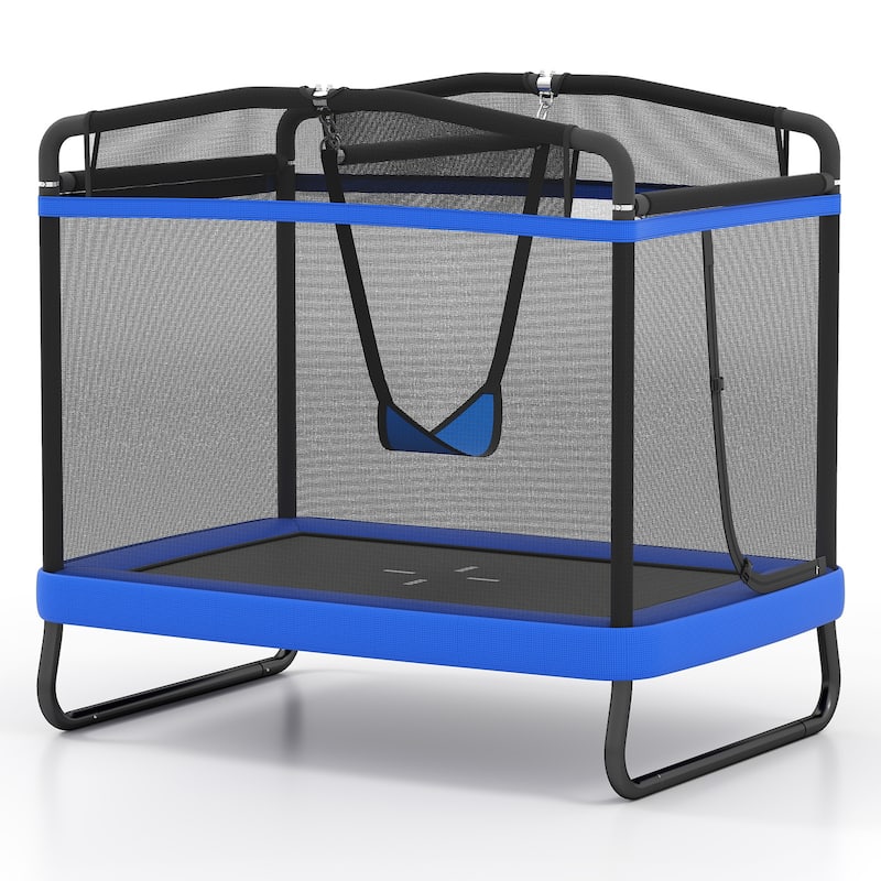 6 FT Kids Trampoline with Swing and Horizontal Bar and Padded Spring Cover for Indoor or Outdoor