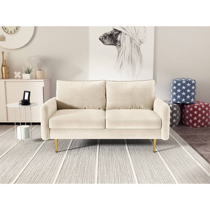 58'' Velvet Square Arm Loveseat - Beige