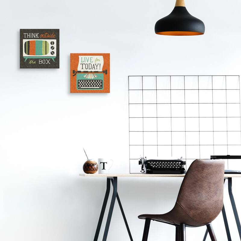 Retro Desktop Television, Retro Desktop Typewriter Canvas Art Prints