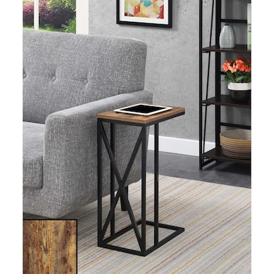 Versatile C End Table with Modern C Frame Design, Particleboard Top and Metal Base for Snacks, Drinks or Laptop - 15.75