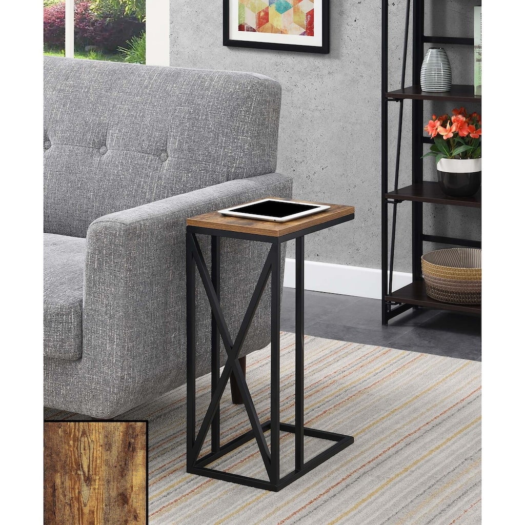 Versatile C End Table with Modern C Frame Design, Particleboard Top and Metal Base for Snacks, Drinks or Laptop - 15.75