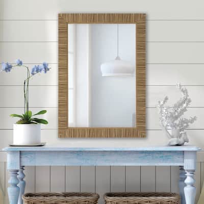 The Gray Barn Natural Rattan Inspired Rectangular Wall Mirror