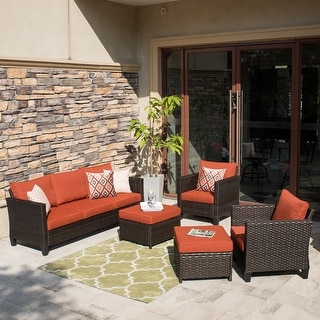 Grs802ovios Patio Furniture Outdoor Furniture Sets High Back Wicker Furniture Sectional 5 Pieces Set Red Orange Dailymail