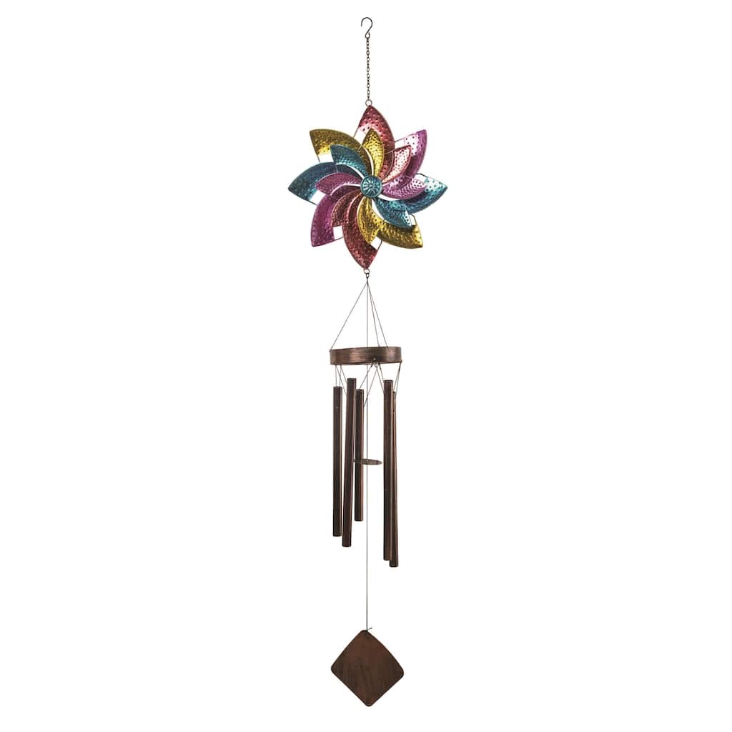 Transpac Metal 59" Multicolor Spring Technicolor Spinner Chime