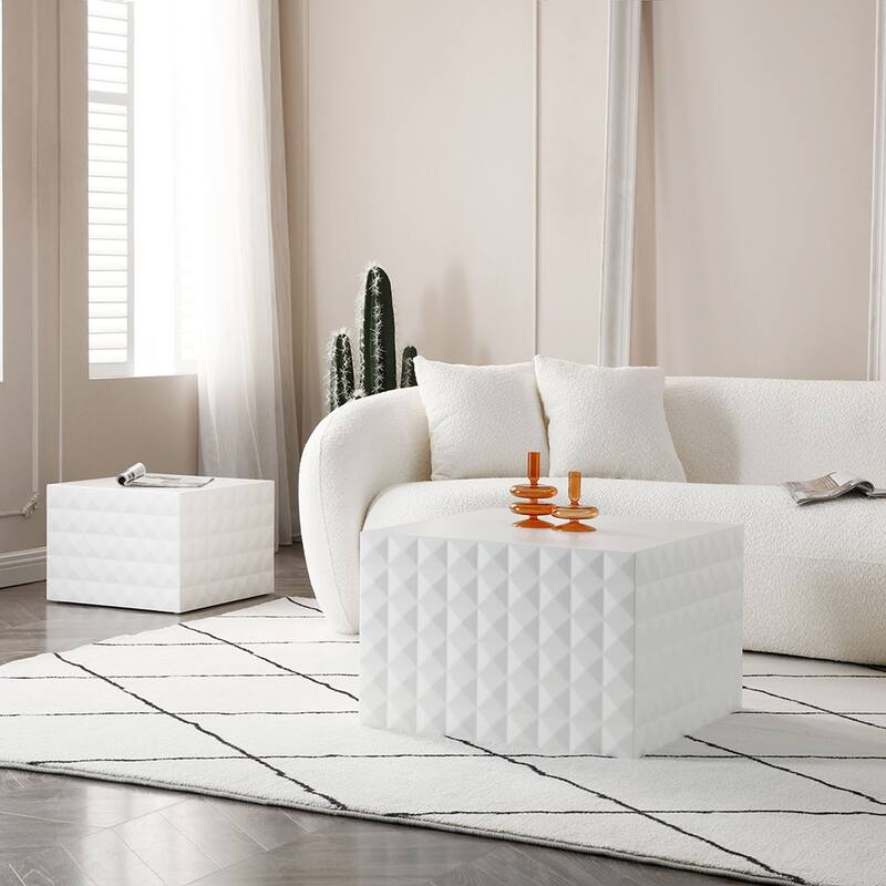 Square Nesting Table Set Of 2 MDF Low Profile Square Coffee Table Set