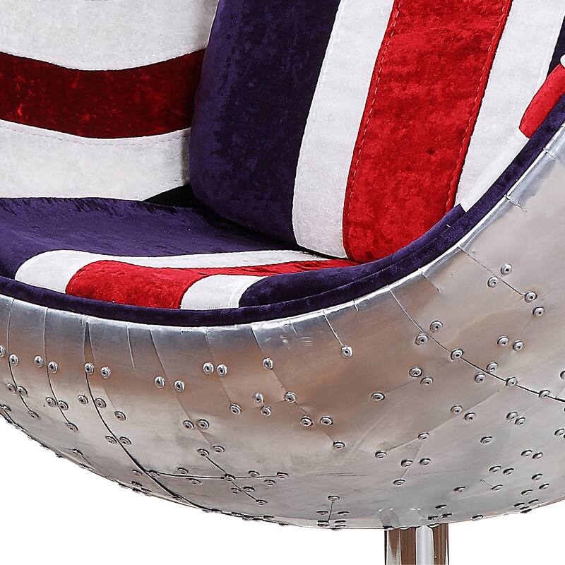 Bailee Aluminum Swivel Accent Chair with England Flag Pattern