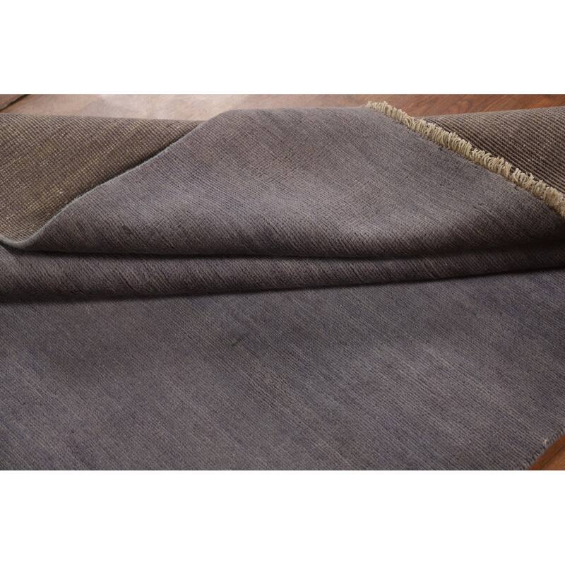 Gray Blue Modern Gabbeh Oriental Area Rug Hand-Knotted Wool Carpet - 5'0" x 6'8"
