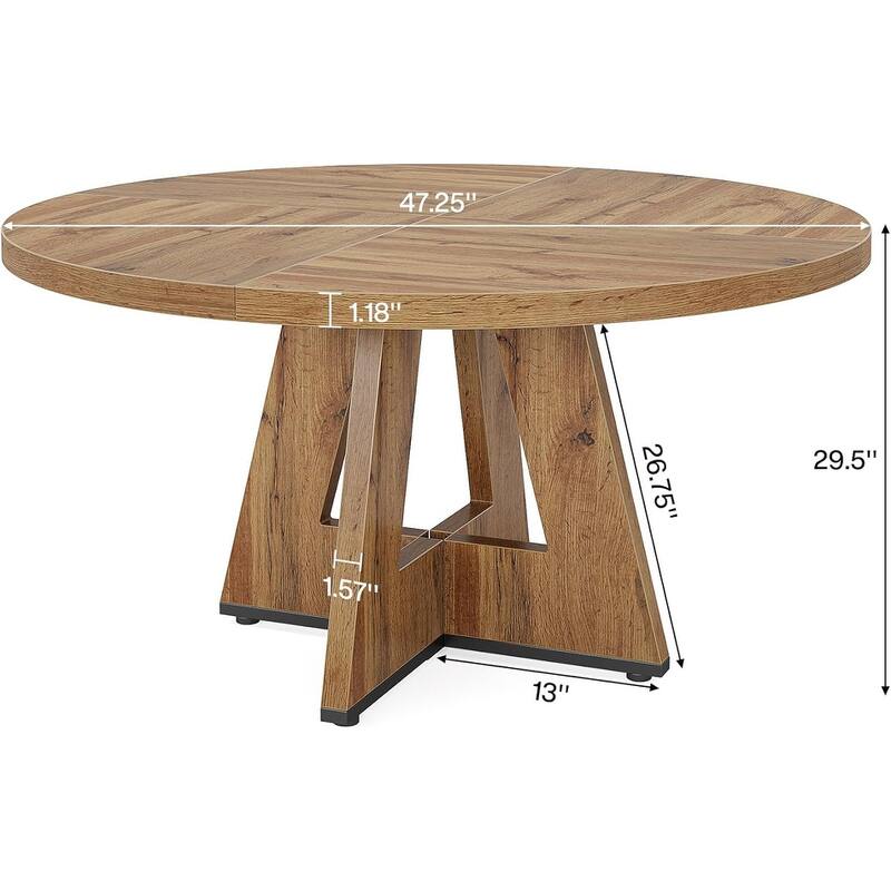 47" Round Conference Table Meeting Room Table with Thickened Top Wood Base Modern Training Desk for Conference/Seminar Room