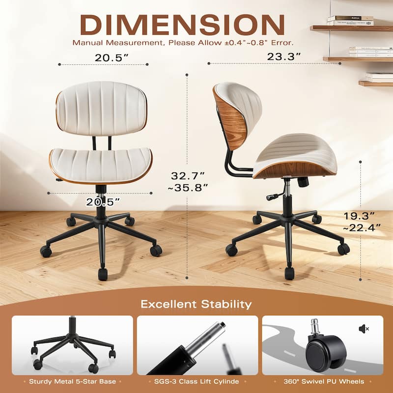 OVIOS Armless Adjustable Ergonomic Office Chair - N/A