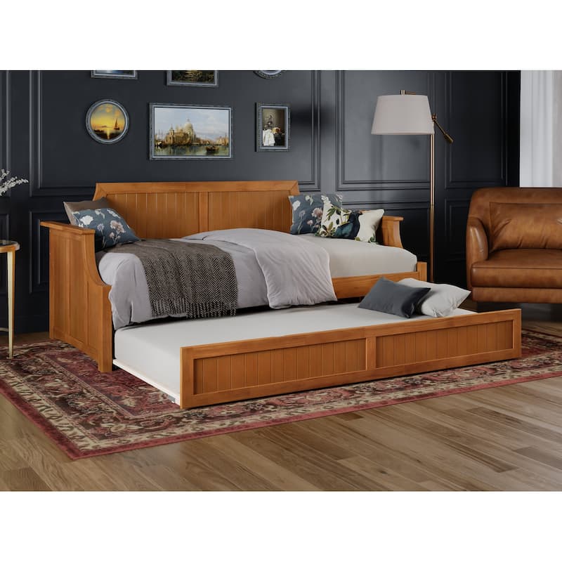 Cambridge Twin Wood Daybed with Twin Size Trundle - Light Toffee