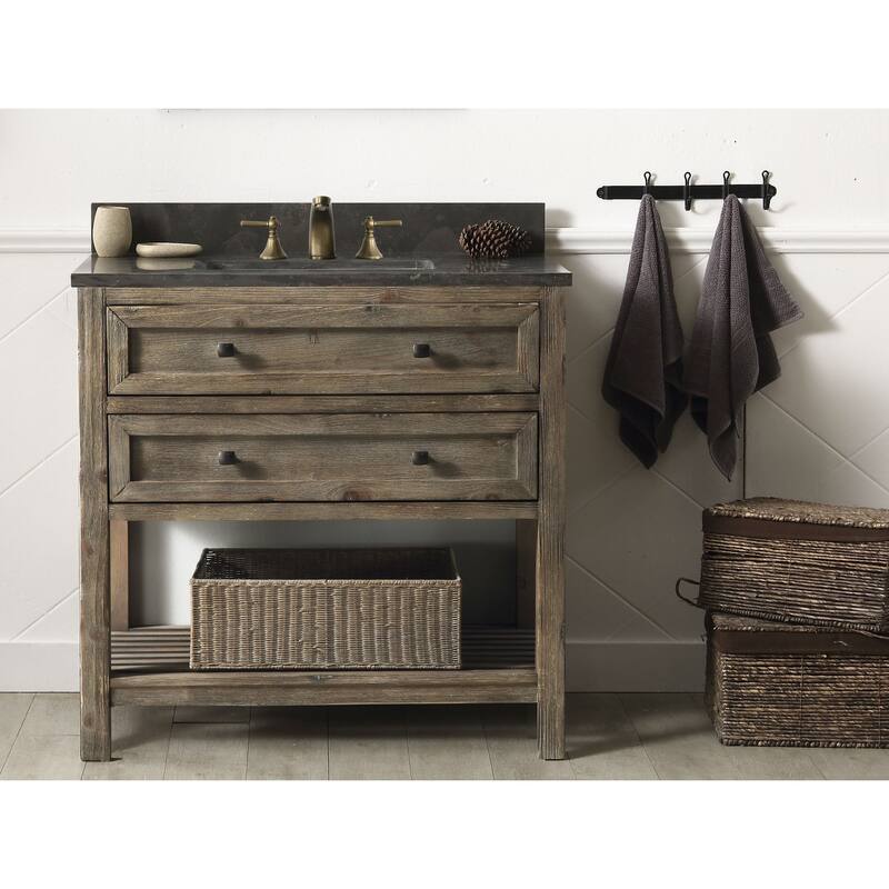 Legion Furniture 36" Bathroom Vanity in Rustic Brown with Moon Stone Top WH8036-BR