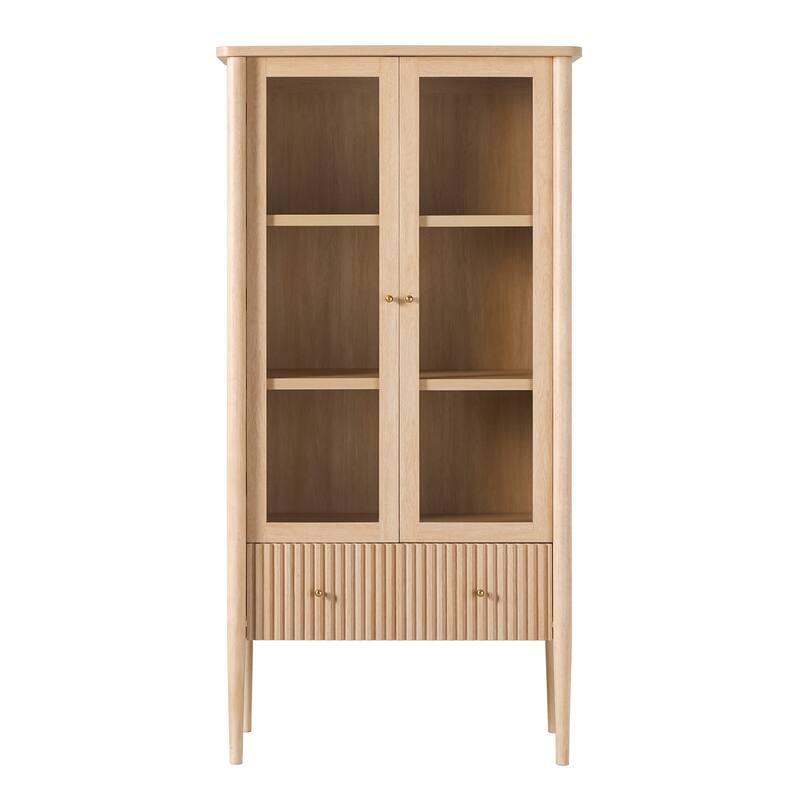 Walker Edison Modern Fluted Glass Bookshelf Cabinet