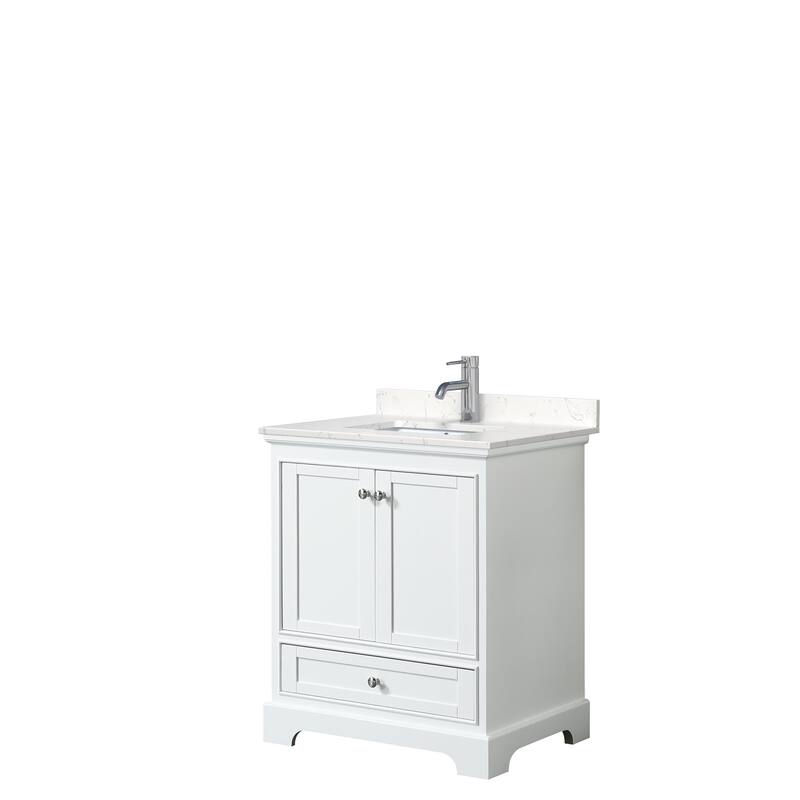 Deborah 30-inch Single Vanity, Cultured Marble Top - White, Chrome Trim, Carrara Cultured Marble Top