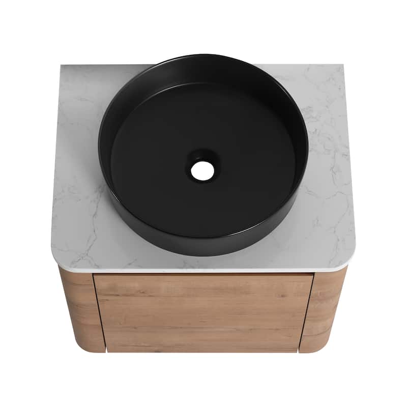 Wall-Mounted Bathroom Vanity With Ceramic Art Sink